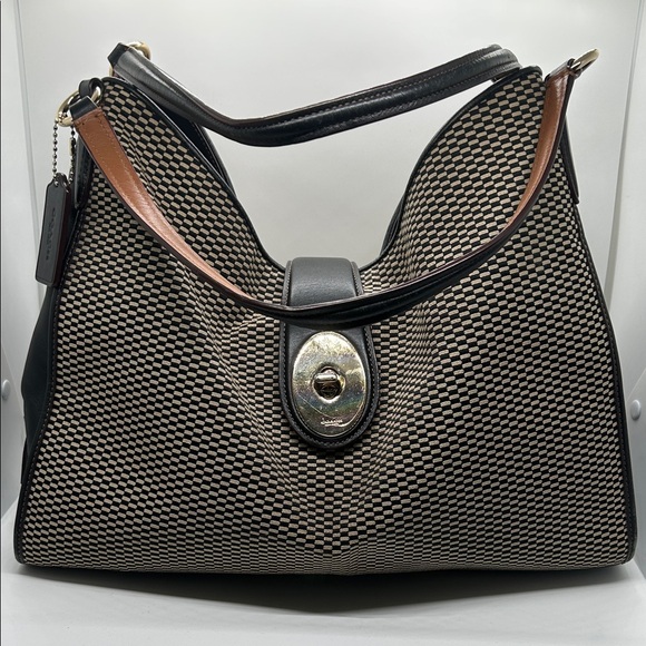 Coach Handbags - Coach Madison Carlyle Exploded Reps Brown/Black Leather Hobo Shoulder Bag Purse